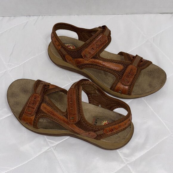 Earth spirit Cushion Womens 9 Adria II Brown Leather Sport Sandals Strap Comfort - Picture 3 of 15